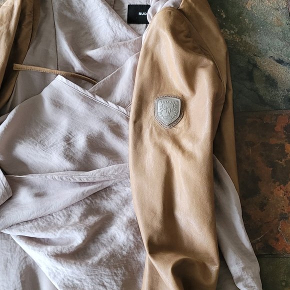 RUDSAK, one of a kind leather jacket, size M, coffe blend collors - Picture 8 of 15